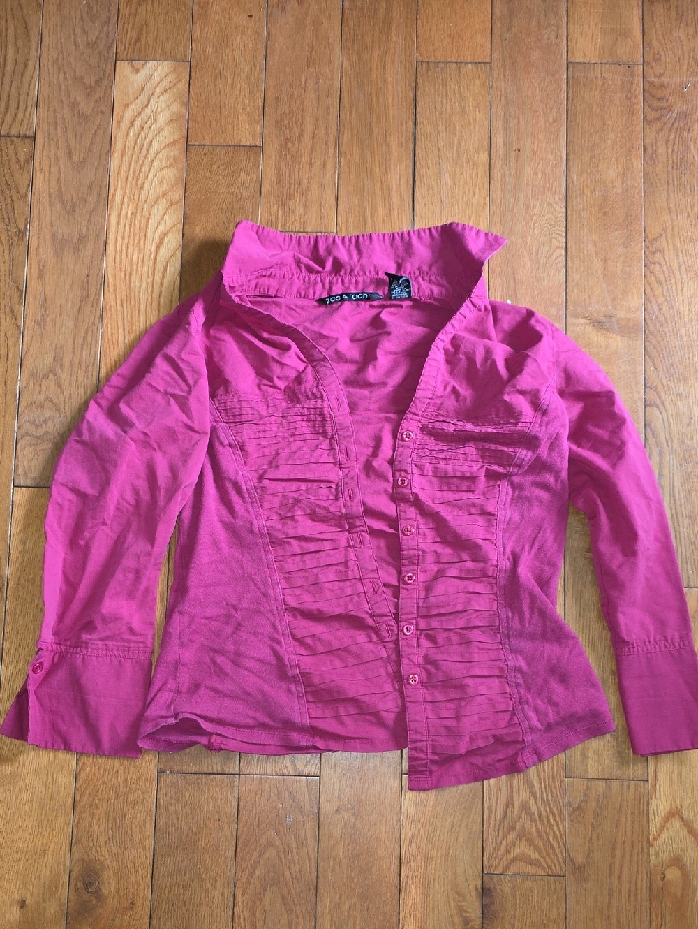 48 - Zac & Rachel Pink Button-Down Ruffle Front Shirt